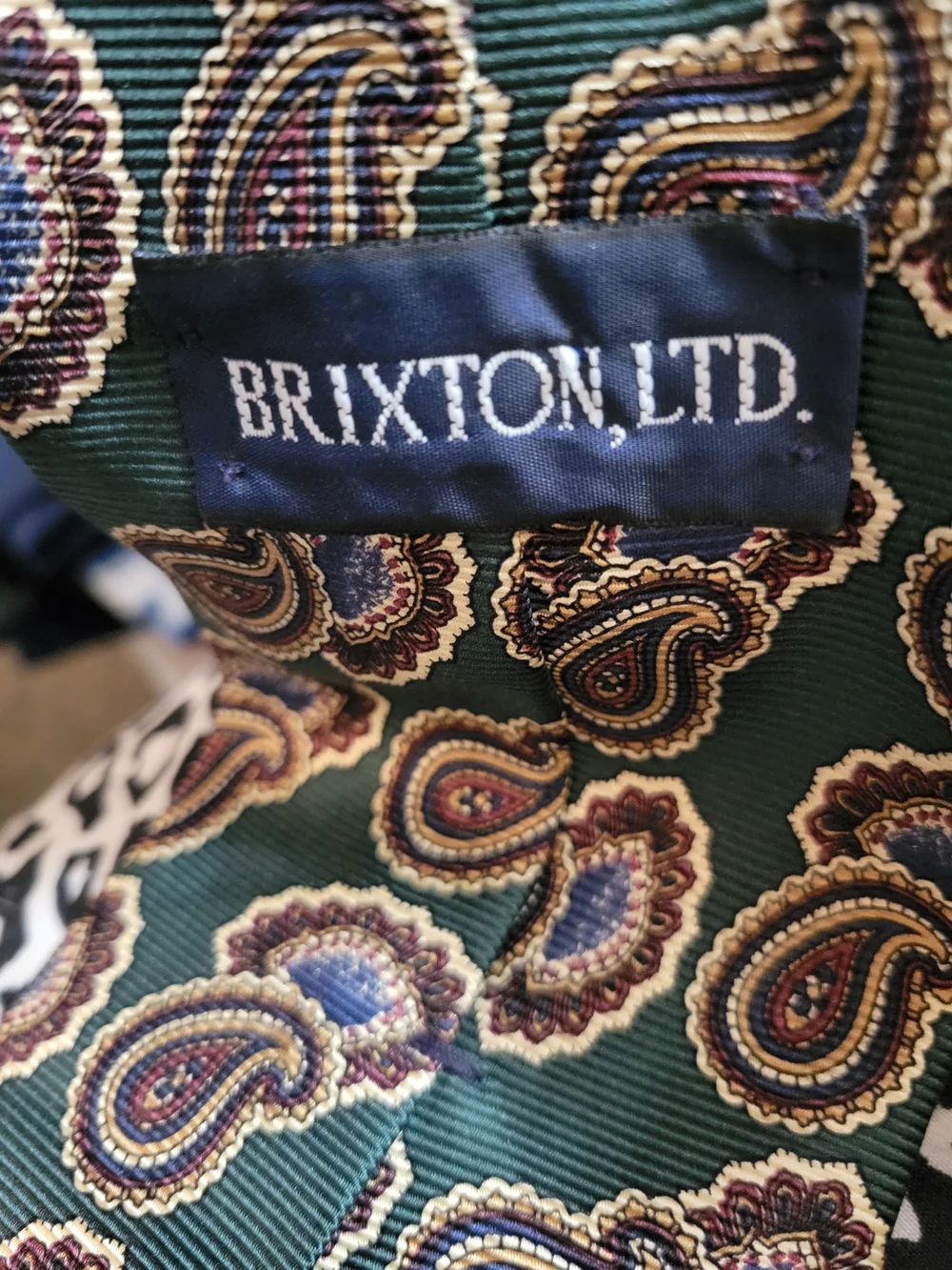 Brixton Green Paisley Silk Tie with Tan and Purple Accents